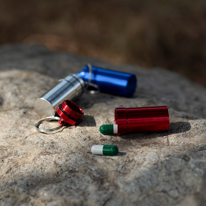 Waterproof Medicine Storage Box Mini Pill Case Keychain Colorful Portable Travel Metal Holder 1