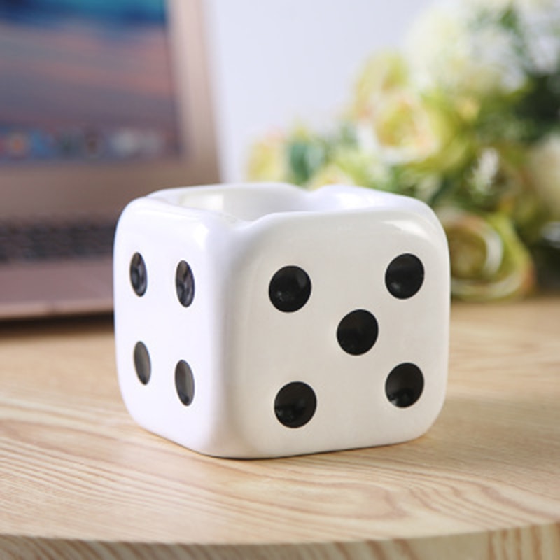 Dice Shaped Ceramic Cigarette Ashtray Creative Ash Tray Desk Accessories For Home Office 3