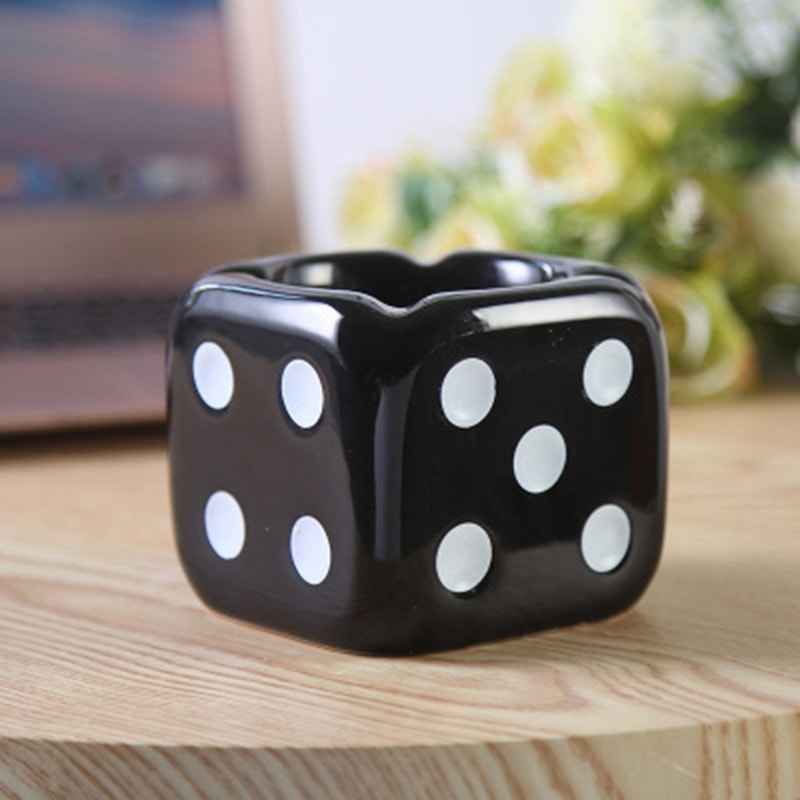 Dice Shaped Ceramic Cigarette Ashtray Creative Ash Tray Desk Accessories For Home Office 4