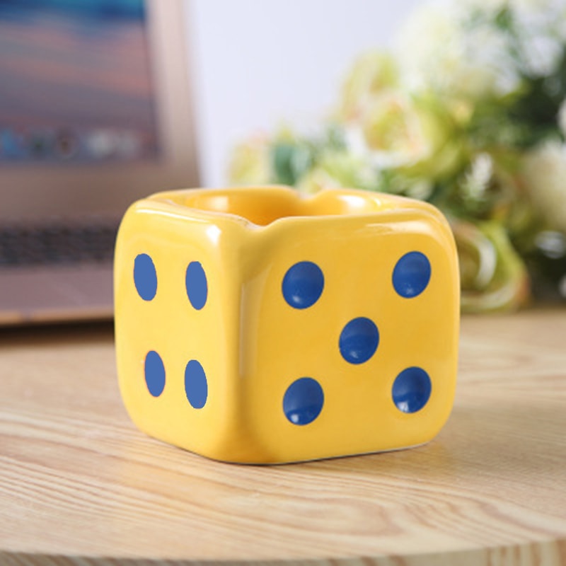 Dice Shaped Ceramic Cigarette Ashtray Creative Ash Tray Desk Accessories For Home Office 5