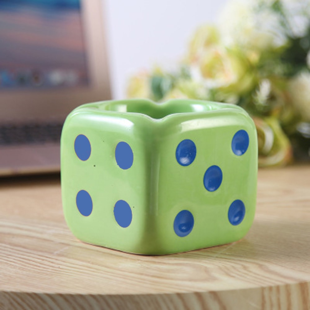 Dice Shaped Ceramic Cigarette Ashtray Creative Ash Tray Desk Accessories For Home Office 7