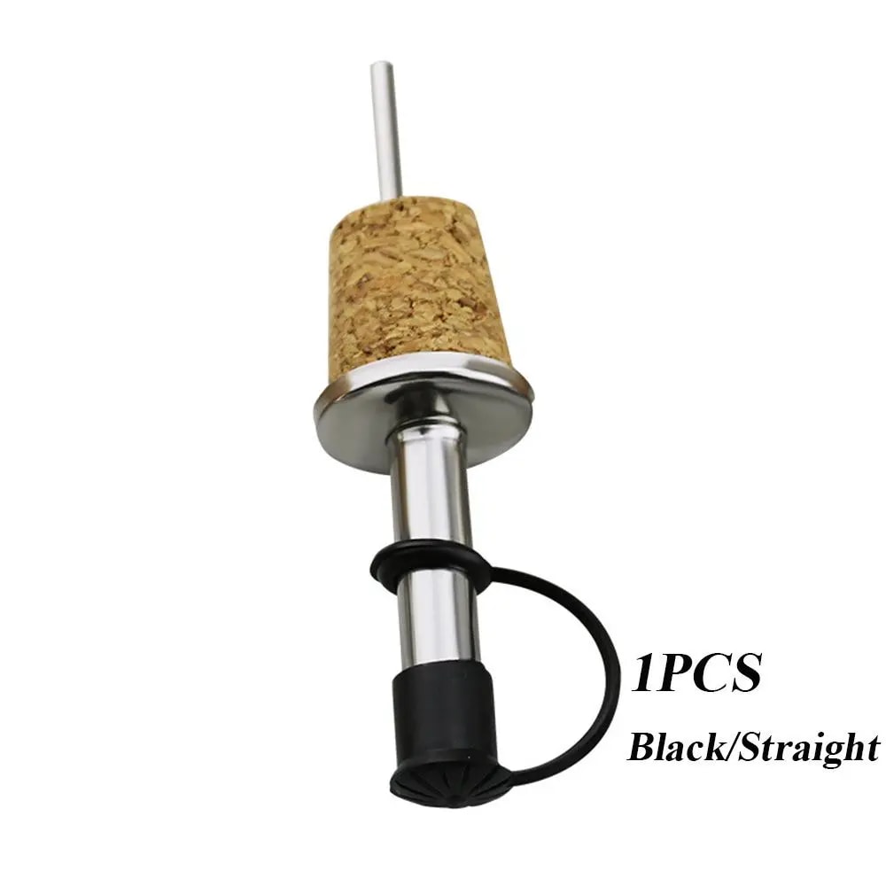 Wooden Cork Red Bottle Stopper Wine Olive Oil Pourer Spout Bar Accessories 4