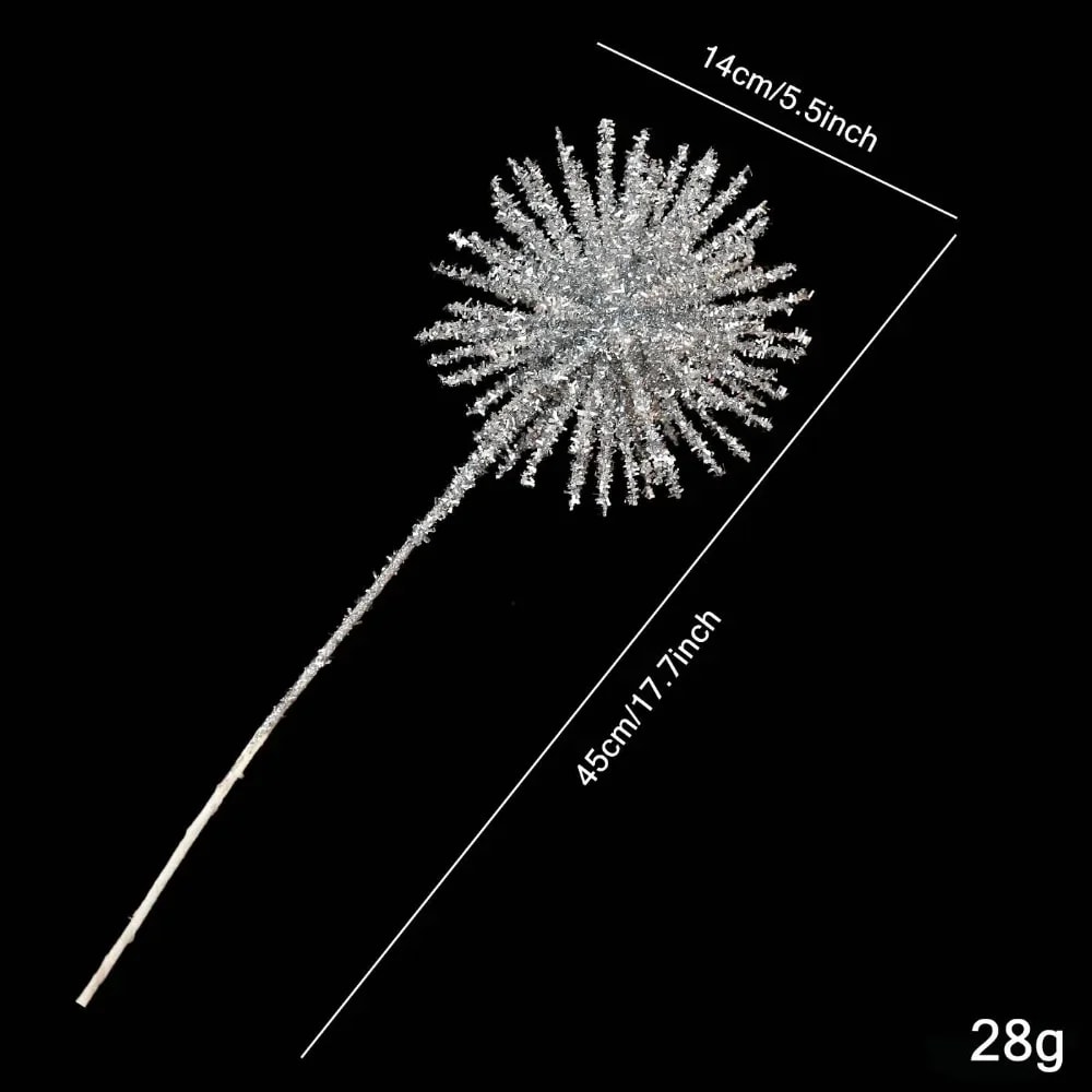 Glitter Plastic Christmas Flowers Simulated Xmas Floral Arrangements DIY Decorative Flowers 8