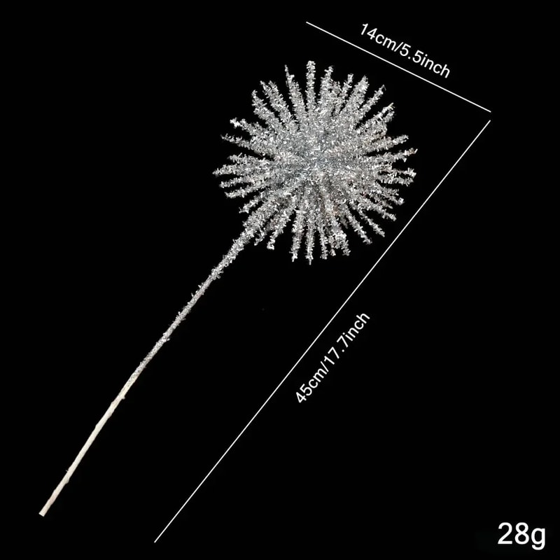 Glitter Plastic Christmas Flowers Simulated Xmas Floral Arrangements DIY Decorative Flowers 8