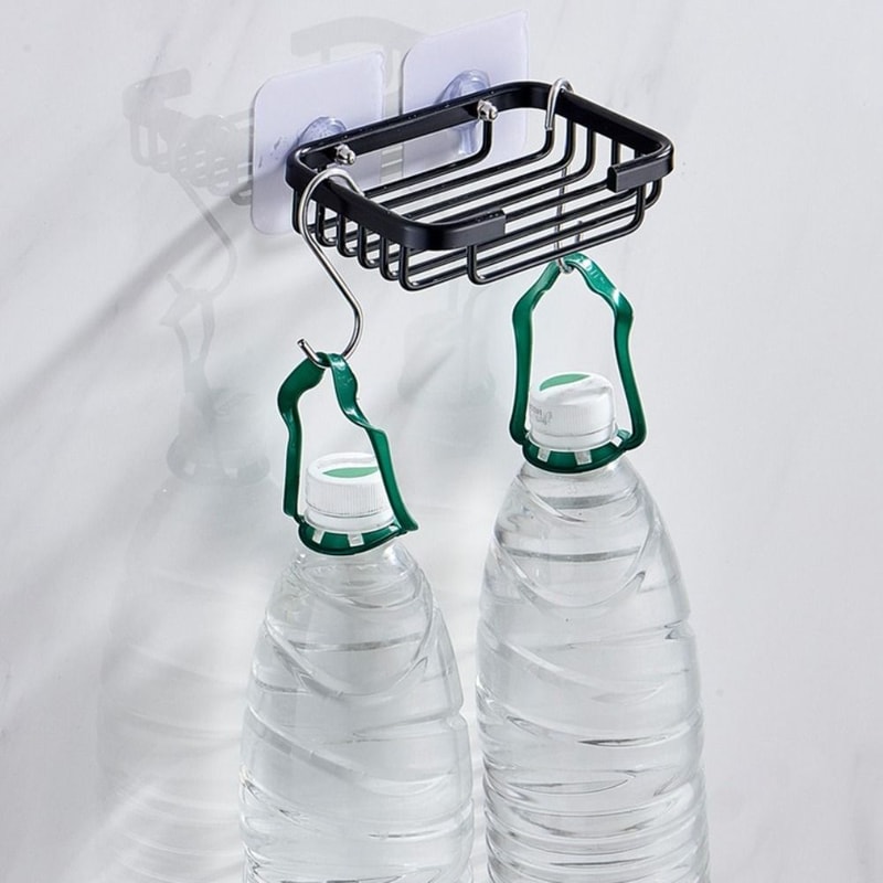 Wallmounted Soap Holder No Drilling Aluminum Adhesive Dish Rack Drill Free Metal Soap Holder Sponge 2