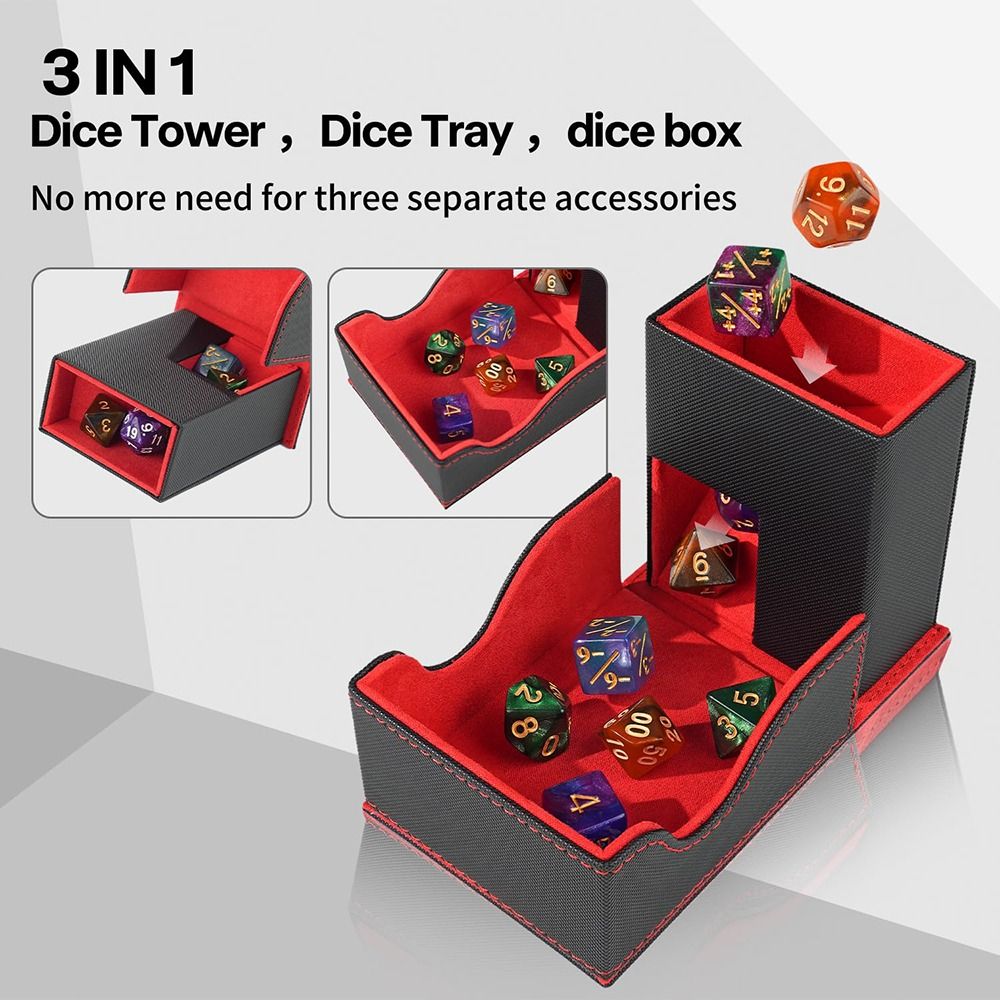Dice Tower Convenient Design Portable Foldable PU Leather With Bag For Tabletop Games 1