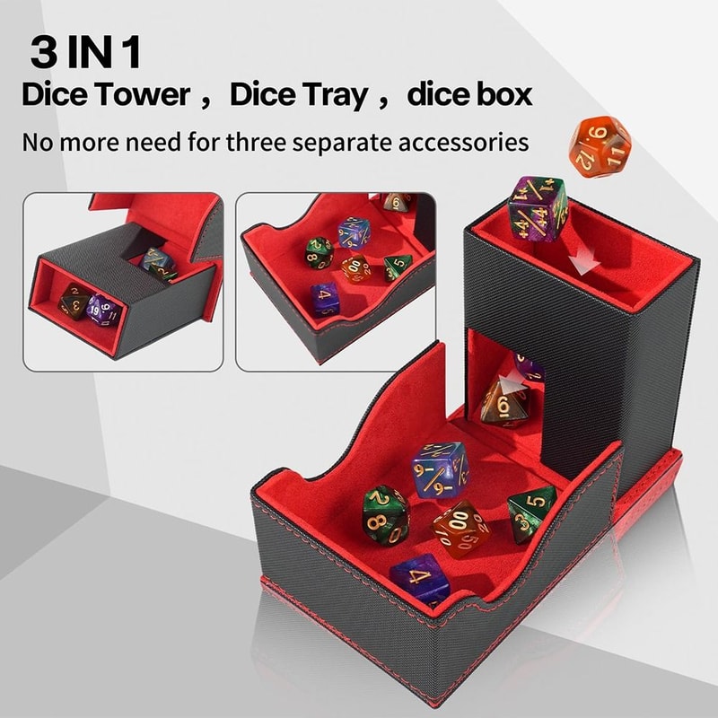 Dice Tower Convenient Design Portable Foldable PU Leather With Bag For Tabletop Games 1