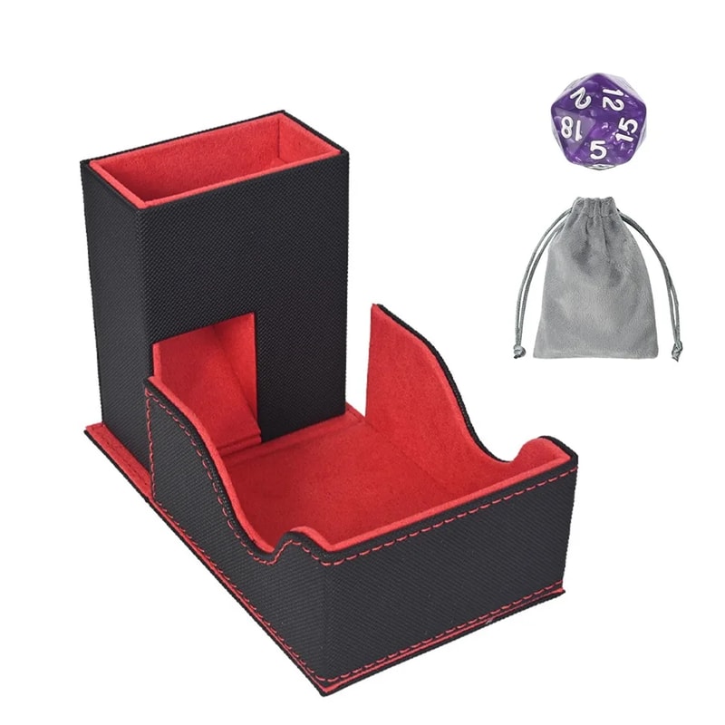 Dice Tower Convenient Design Portable Foldable PU Leather With Bag For Tabletop Games 7