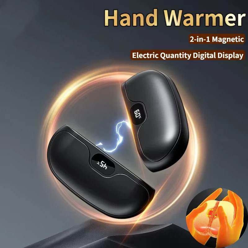 Electric Hand Warmer For Winter Magnetic Digital Display LongLasting Warmth Fast Heating 1