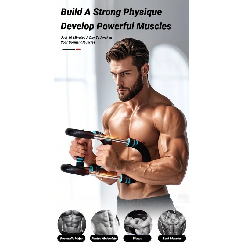 Adjustable U-Shaped Arm Exerciser Spring Workout Bar Foam Handle Forearm Triceps Chest Expander Portable Fitness