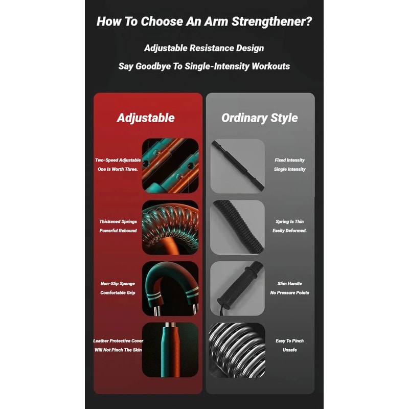 Adjustable U-Shaped Arm Exerciser Spring Workout Bar Foam Handle Forearm Triceps Chest Expander Portable Fitness