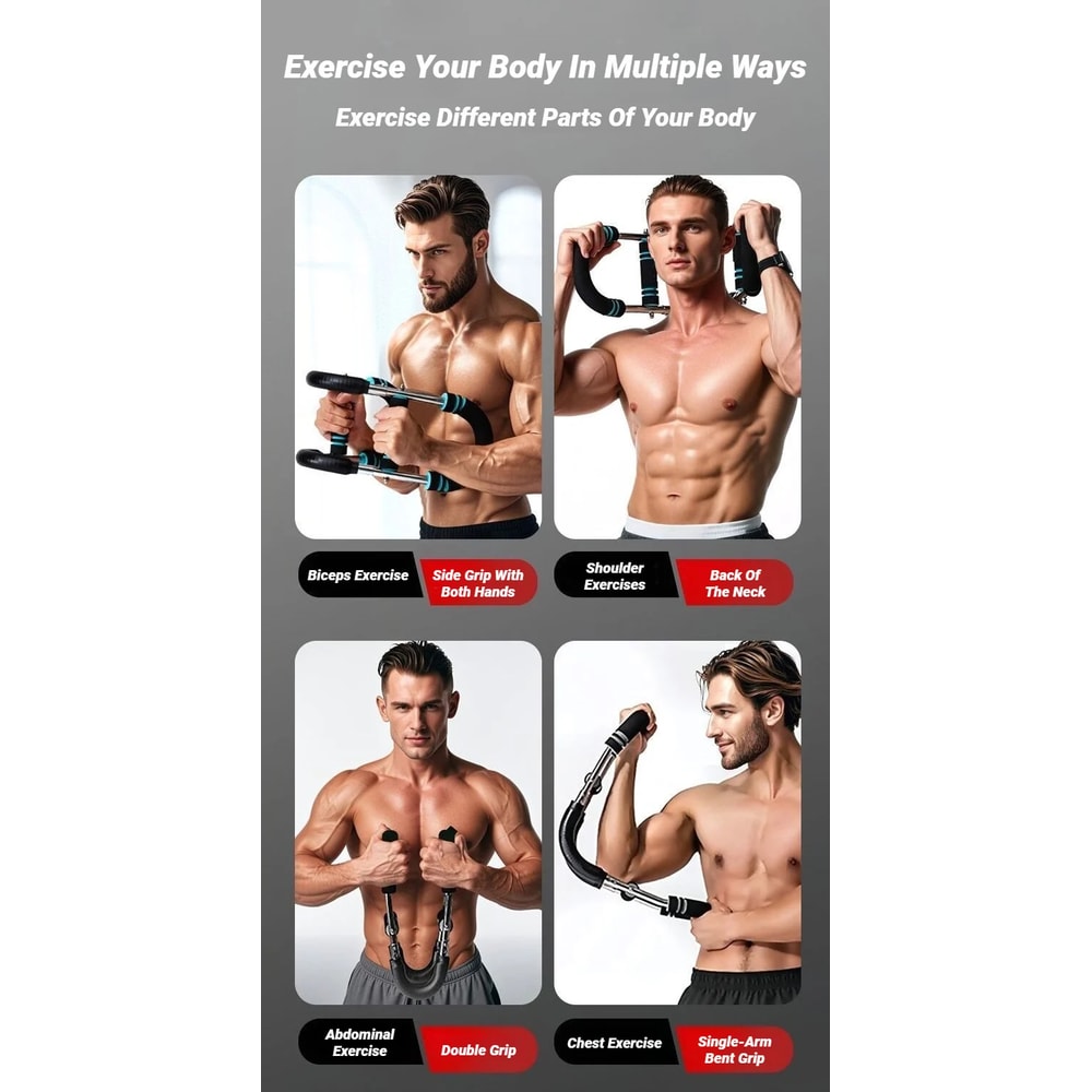 Adjustable U-Shaped Arm Exerciser Spring Workout Bar Foam Handle Forearm Triceps Chest Expander Portable Fitness