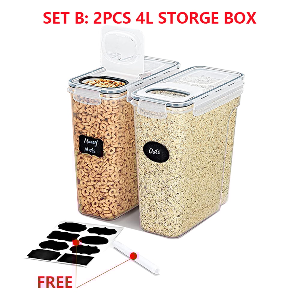 Airtight Cereal Storage Containers With Lids Moistureproof Food Tank Kitchen Organization Box With 7