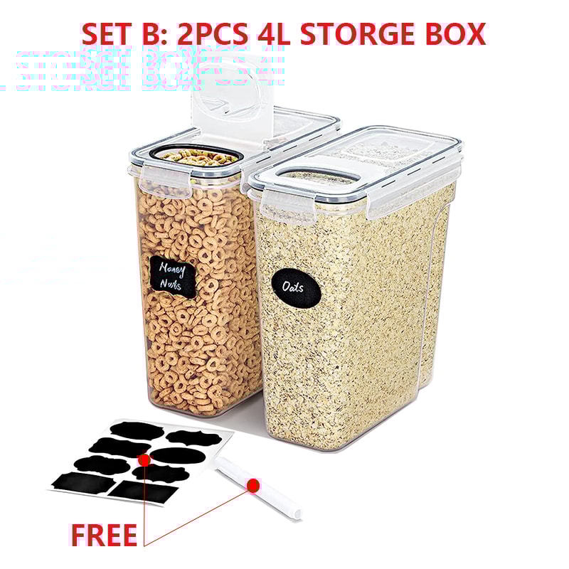Airtight Cereal Storage Containers With Lids Moistureproof Food Tank Kitchen Organization Box With 7