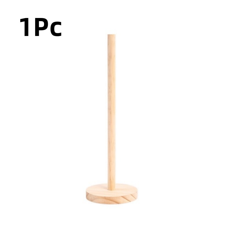 Round Bamboo Paper Towel Holder Wooden Dispenser Storage Rack For Kitchen Bathroom Organization 6