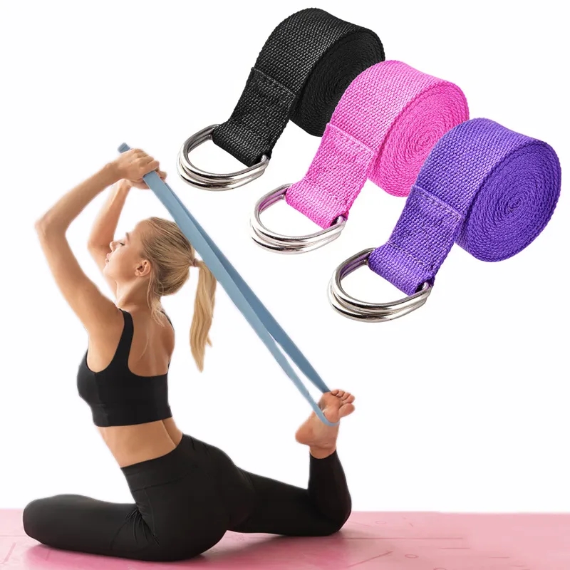 Adjustable Yoga Strap Cotton Exercise Belt With DRing Stretching Bands Pilates Rope 0