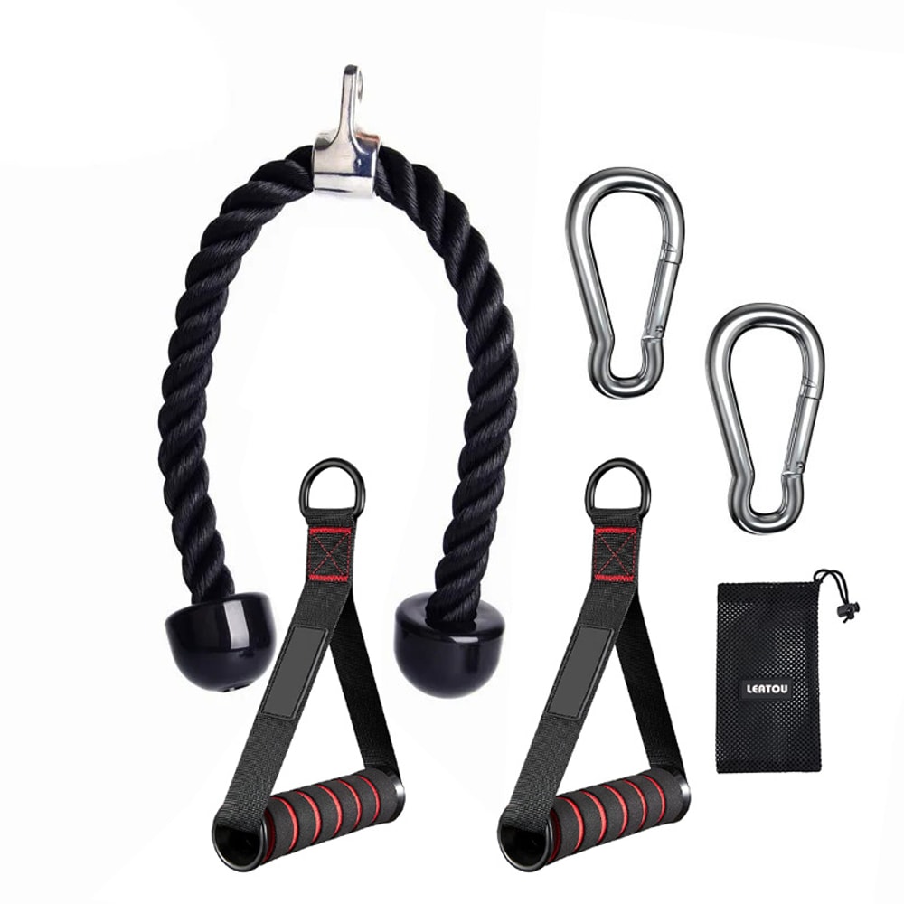 Fitness Tension Rope Triceps Lowering Rope Face Pull Handles Push Set For Back Shoulder Triceps Gym 4