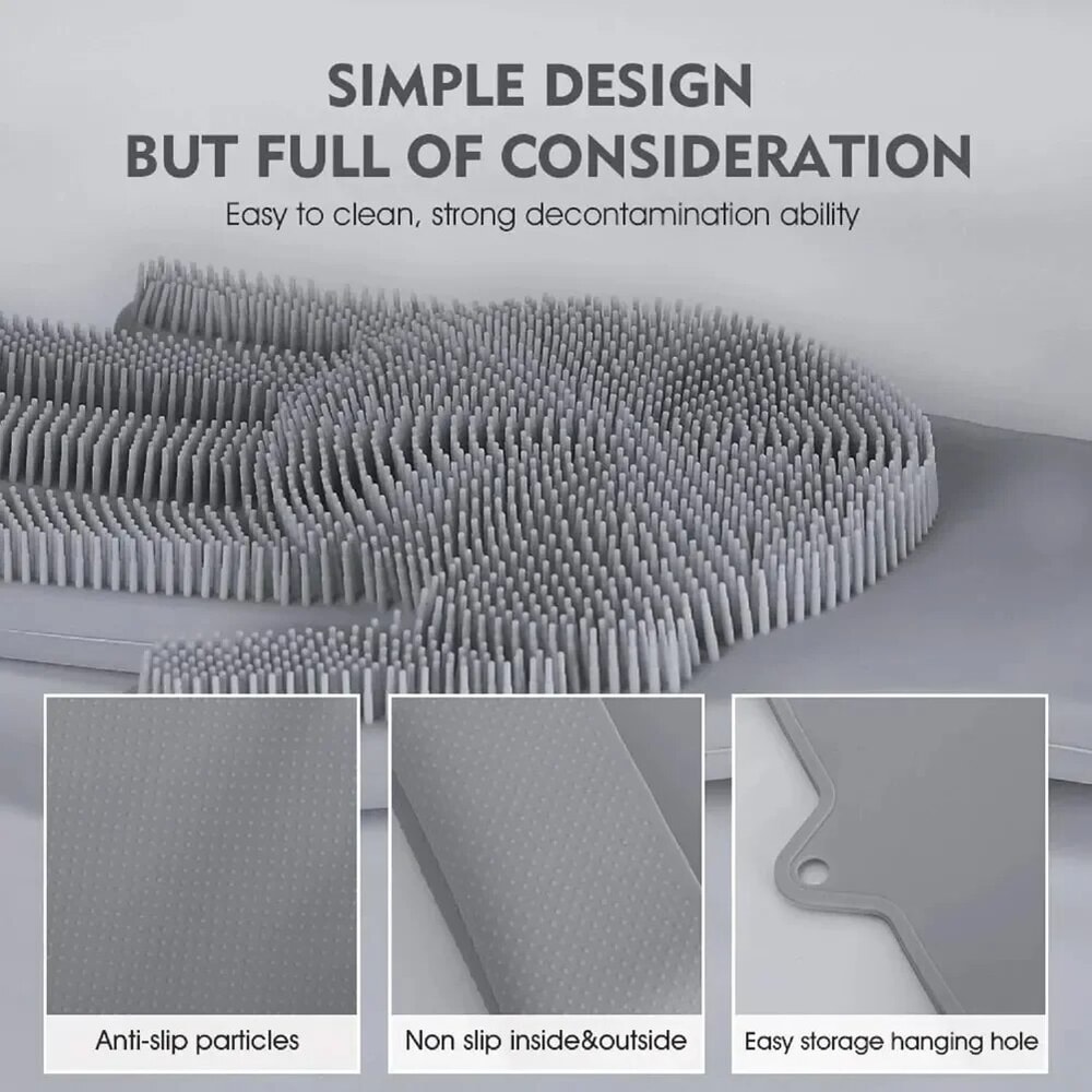 Dishwashing Cleaning Gloves Silicone Rubber For Household Sponge Scrubber Kitchen Tools 3