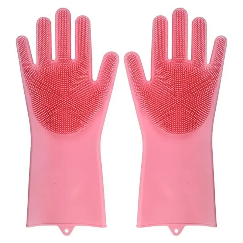 Dishwashing Cleaning Gloves Silicone Rubber For Household Sponge Scrubber Kitchen Tools 6
