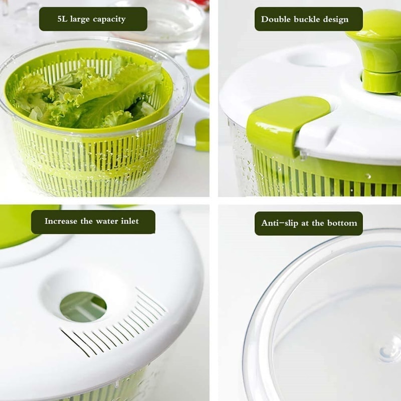Manual Salad Spinner Dryer Quick Drying Multifunction Vegetable Food Dehydrator Household Kitchen Essential