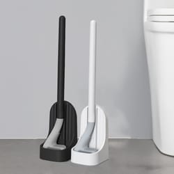 wall-mounted toilet brush with base, soft rubber brush head, all-round cleaning brush for bathroom, quick drainage tool