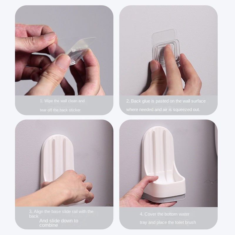 WallMounted Toilet Brush With Base Soft Rubber Brush Head AllRound Cleaning Brush For Bathroom Quic 4