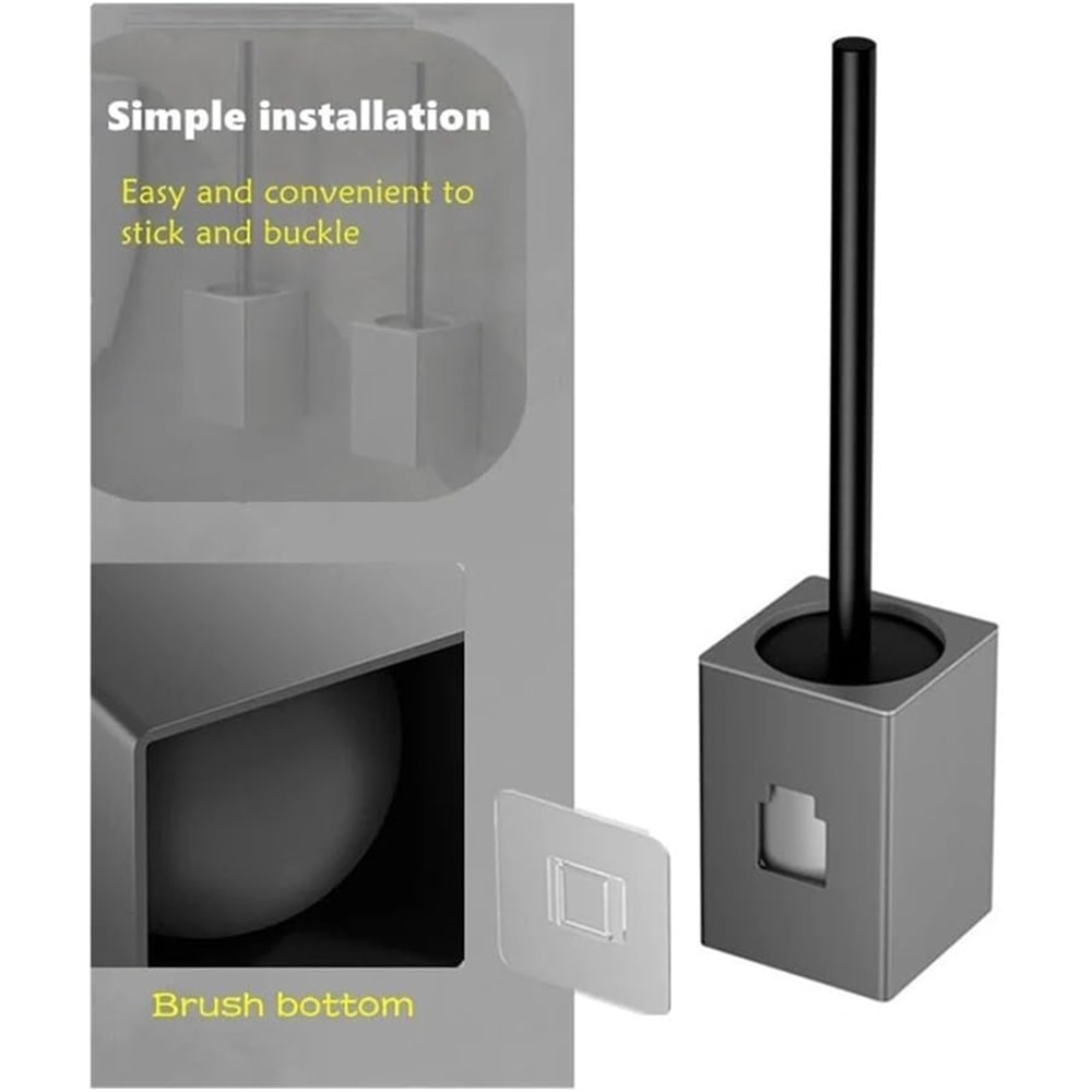 Standing Toilet Brush Holder Set Square Wall Mounted Toilet Brush For Bathroom RV Hotel Restroom 1