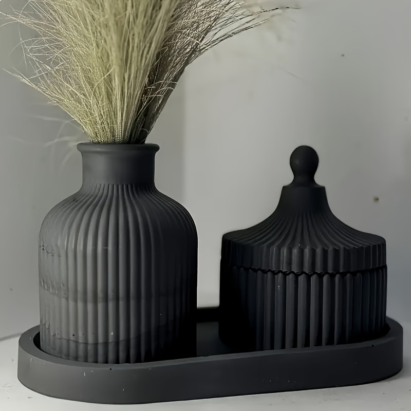 Silicone Molds For Resin Plaster Cement Concrete Casting Oval Tray Mold Vase Jar Mold DIY Art Craf 3