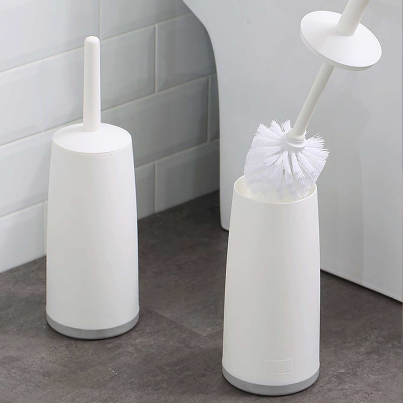 Long Handle Toilet Cleaning Brush With Standing Base Plastic WC Bathroom Accessories 0
