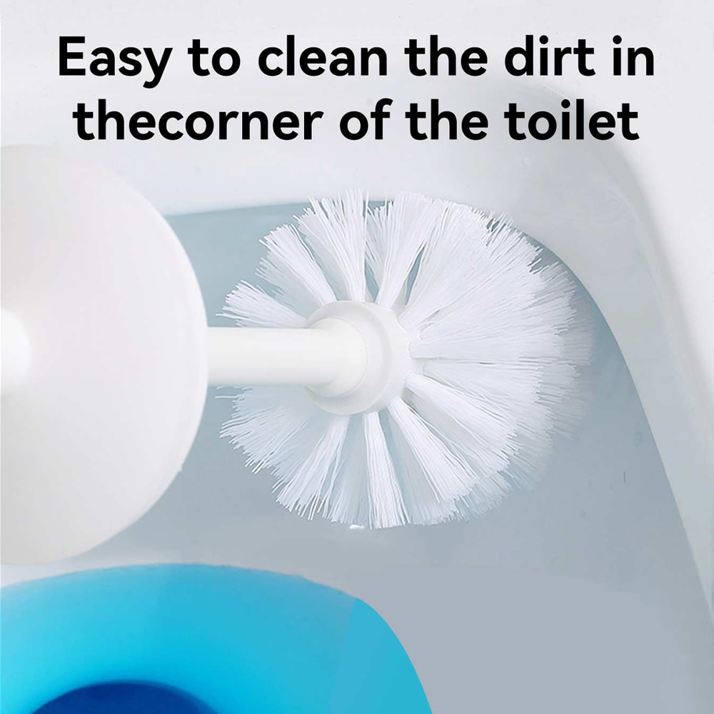 Long Handle Toilet Cleaning Brush With Standing Base Plastic WC Bathroom Accessories 2