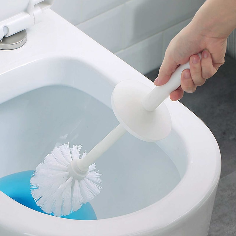 Long Handle Toilet Cleaning Brush With Standing Base Plastic WC Bathroom Accessories 3