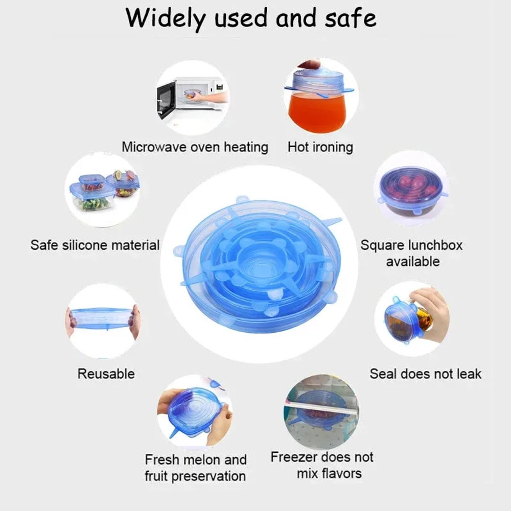 Reusable Silicone Stretch Lids Set For Food Storage Fresh Keeping Covers For Bowls And Containers 3