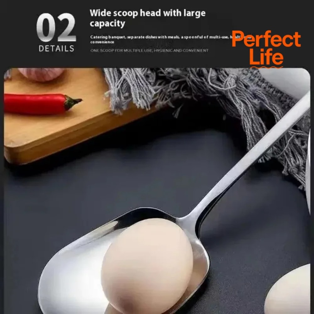 Stainless Steel Metal Serving Spoon Large Rice Spoon Ergonomic Salad Serving Utensils For Pasta Noo 3