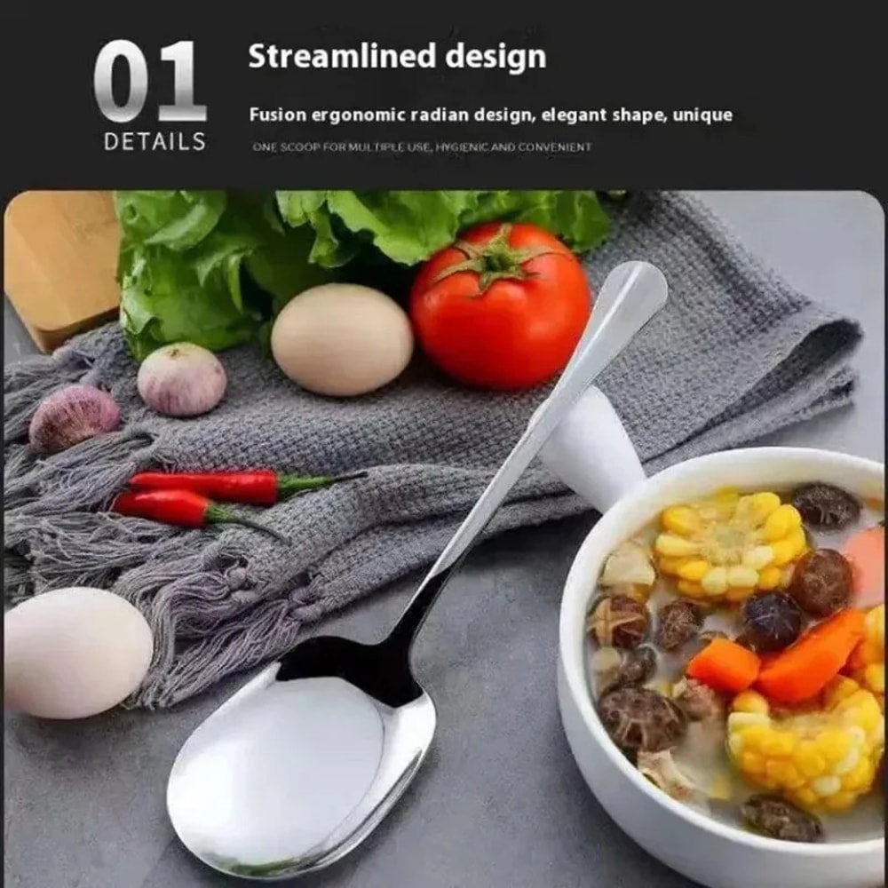 Stainless Steel Metal Serving Spoon Large Rice Spoon Ergonomic Salad Serving Utensils For Pasta Noo 4