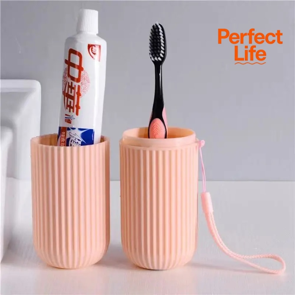 Travel Toiletries Storage Cup Organizer With Toothbrush Protector Case For Camping 2