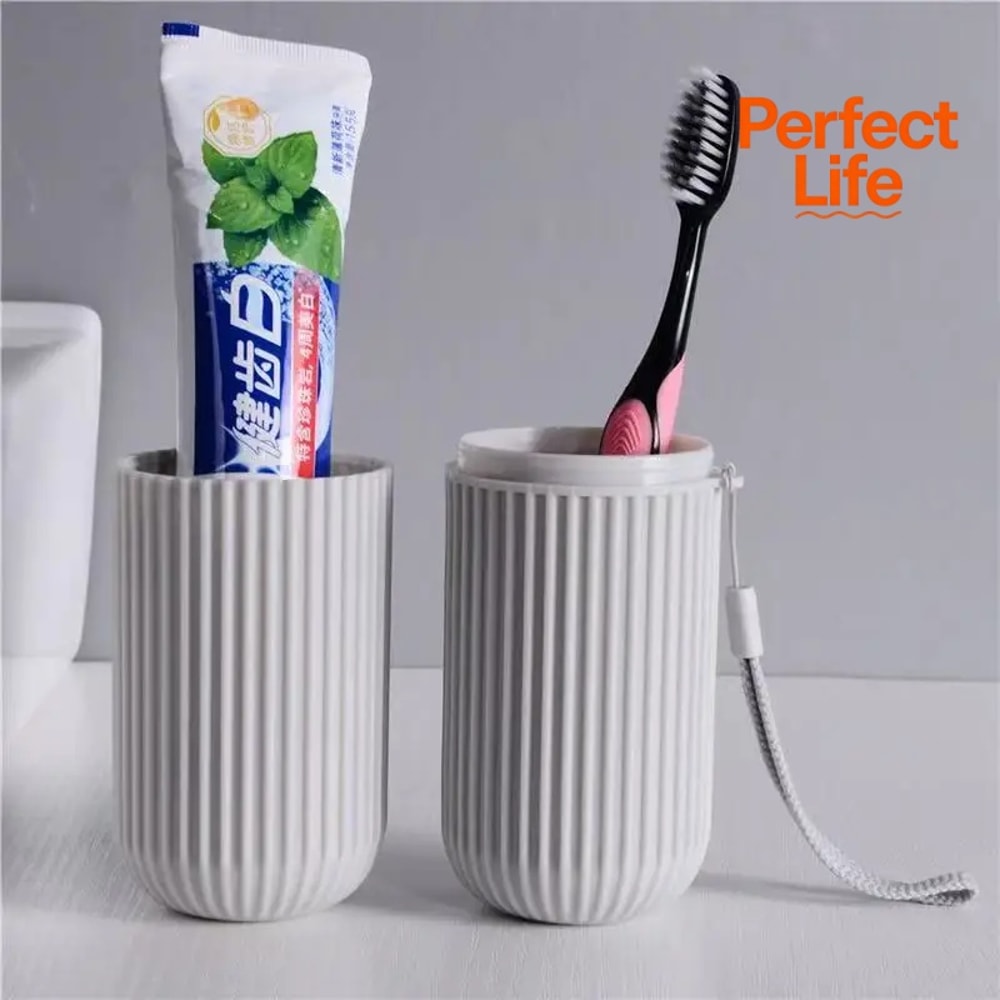 Travel Toiletries Storage Cup Organizer With Toothbrush Protector Case For Camping 4