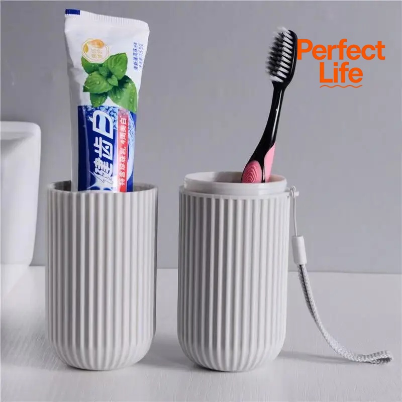 Travel Toiletries Storage Cup Organizer With Toothbrush Protector Case For Camping 4