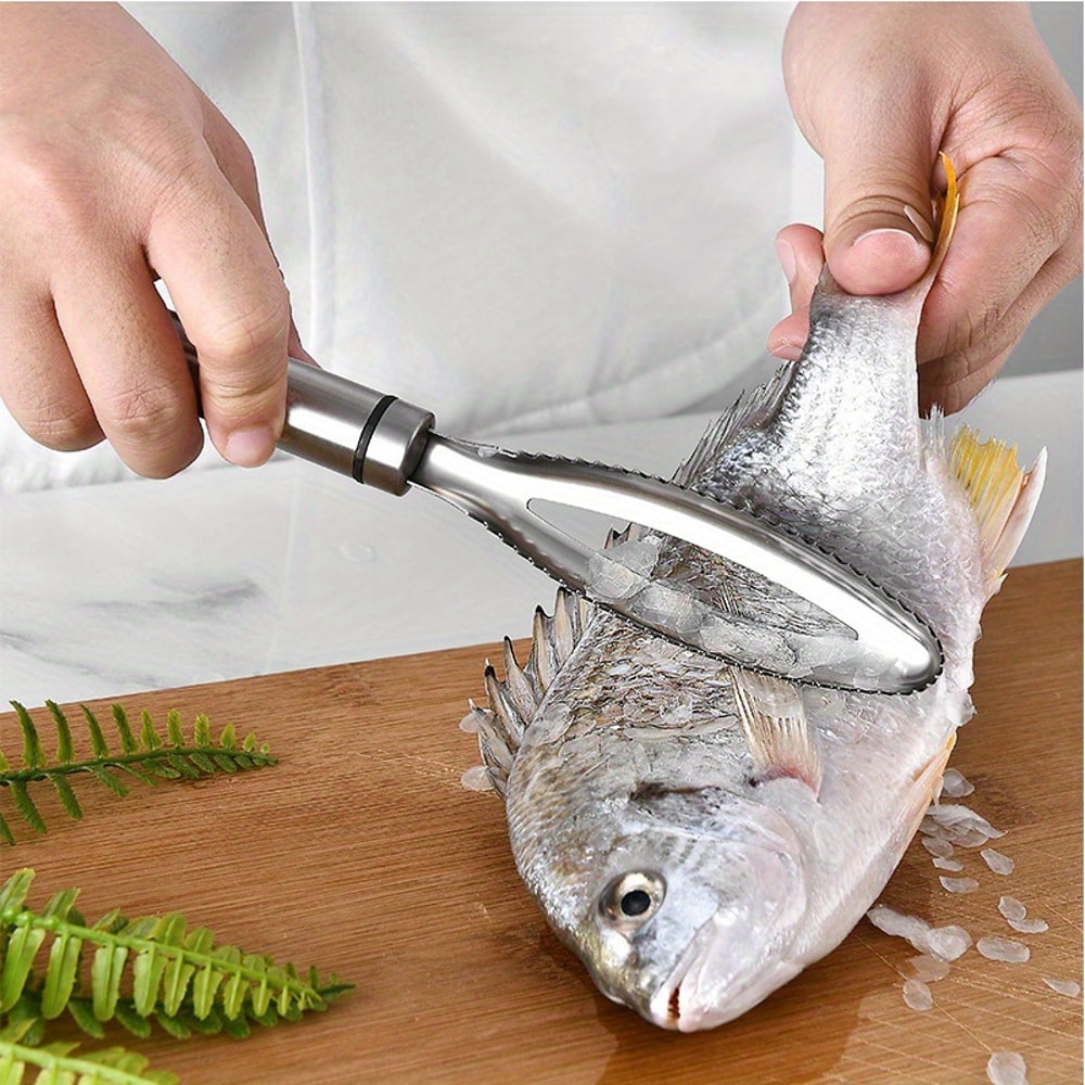 Stainless Steel Fish Scale Peeler Remover Scraper Tool Cleaning Brush For Fish Skin 0