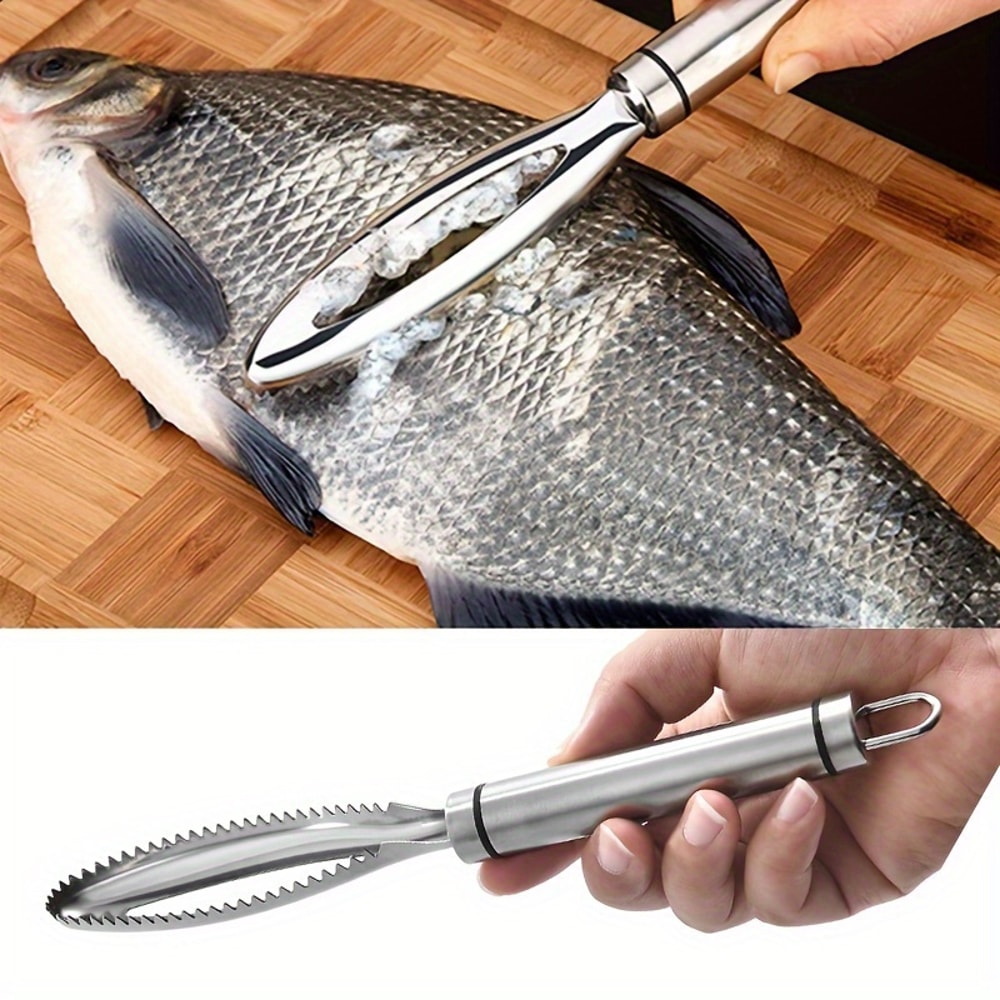 Stainless Steel Fish Scale Peeler Remover Scraper Tool Cleaning Brush For Fish Skin 1