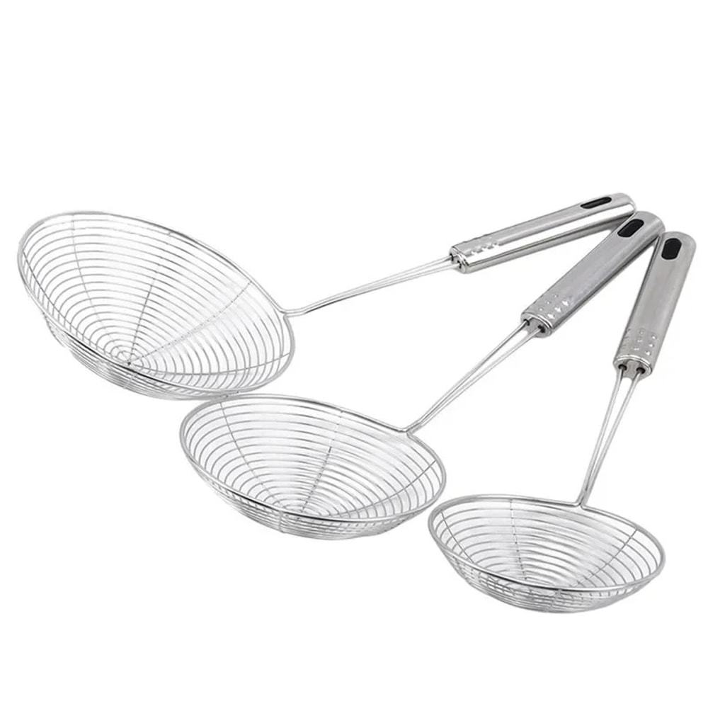 Stainless Steel Oval Skimmer Colander Filter Mesh Oil Pot Food Strainer Cooking Tool For Baking And 2