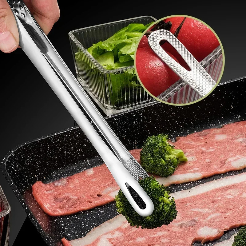 Stainless Steel BBQ Tongs Kitchen Cooking Clip Barbecue Meat Tweezers For Food Preparation 2