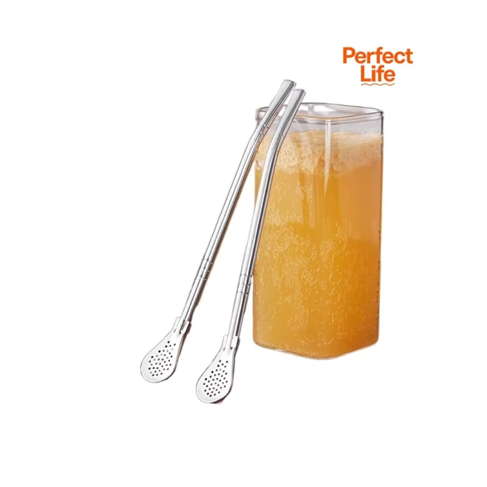 Cute Creative Stainless Steel Straw Spoon Multi-purpose Juice Milk Tea Spoon Coffee Stirring Spoon