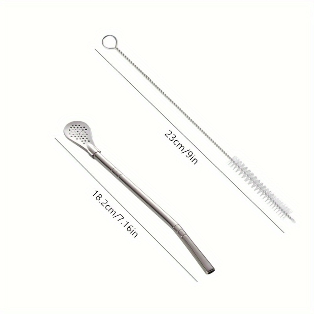 Cute Creative Stainless Steel Straw Spoon Multi-purpose Juice Milk Tea Spoon Coffee Stirring Spoon