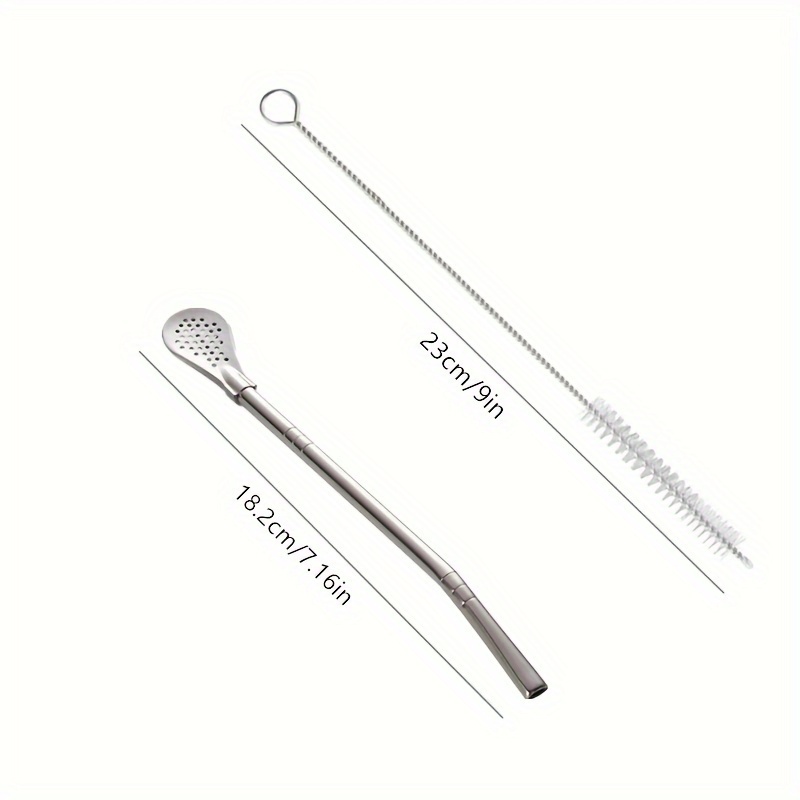 Cute Creative Stainless Steel Straw Spoon Multi-purpose Juice Milk Tea Spoon Coffee Stirring Spoon
