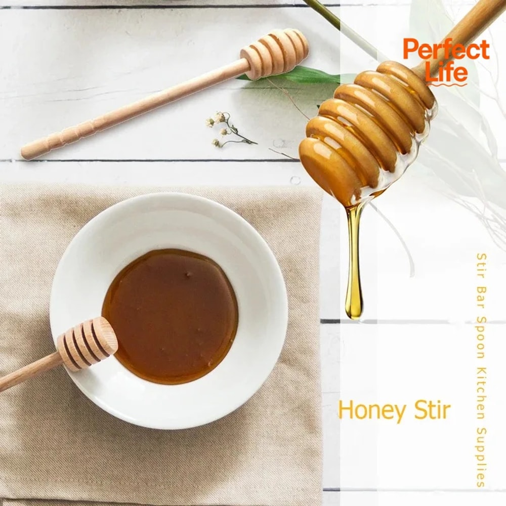Wooden Spoon Set For Dessert Honey Stir Bar Mixing Handle Spoon For Tea Coffee Tableware Utensils F 2