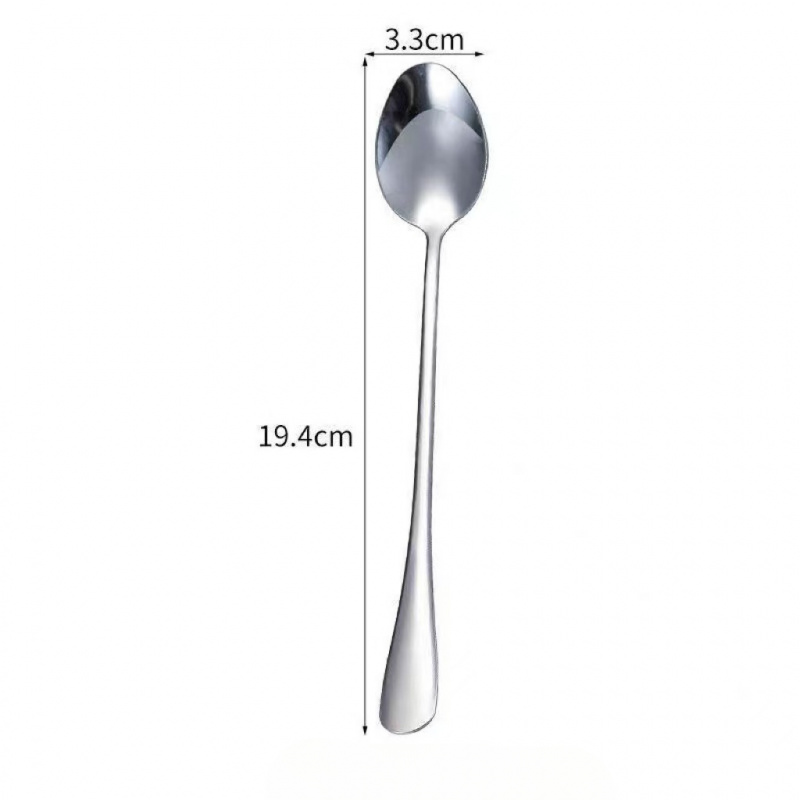 Long Handled Spoons Set Stainless Steel Coffee Spoons Pointed Mixing Spoons Round Ice Serving Spoon 5