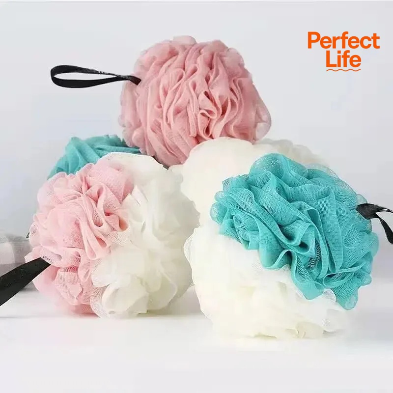 Bath Flower For Relaxing Bath Time Large Color Blocking PE Soft Scrubbing Bubble Net Dual Shade 1