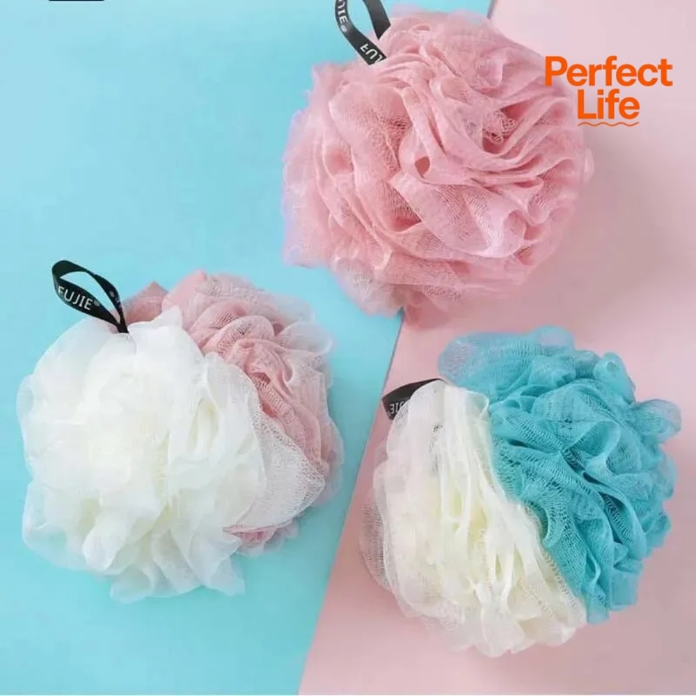 Bath Flower For Relaxing Bath Time Large Color Blocking PE Soft Scrubbing Bubble Net Dual Shade 2