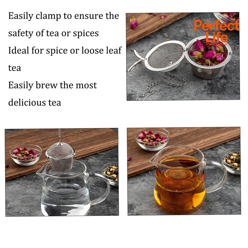 Stainless Steel Tea Filter Herbal Ball Mesh Strainer Seasoning Ball Locking Reusable For Teakettle 2
