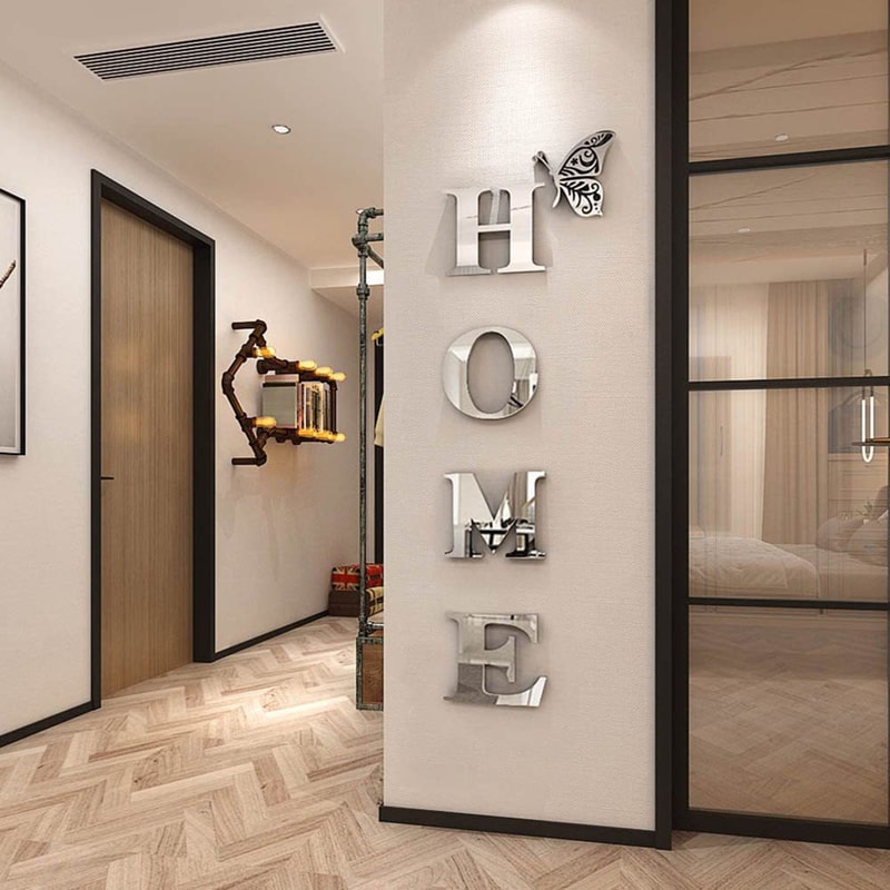Entrance Decoration HOME Home Logo 3D Mirror Wall Sticker
